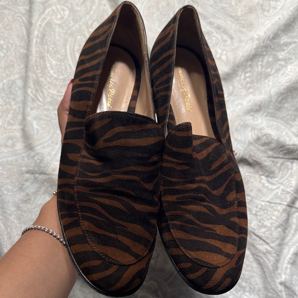 Gianvito Rossi Black and Brown Zebra Loafers